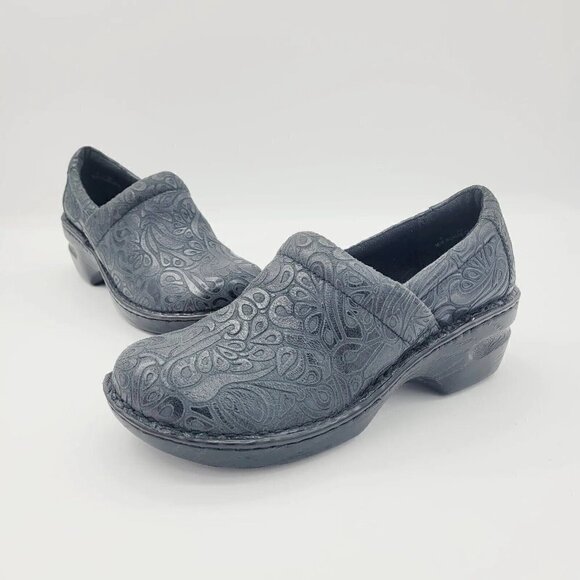 BOC Born Concept Black Leather Slip On Embossed Clogs Women's BC4630 Size 8 / 39 - Picture 6 of 12